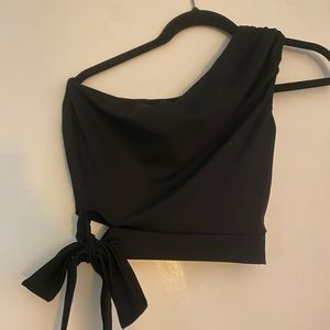 Boutique Off the Shoulder Black Side-Tie Top - Size Small